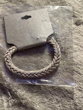 Braided Faux Suede Bracelet in Light Gray
